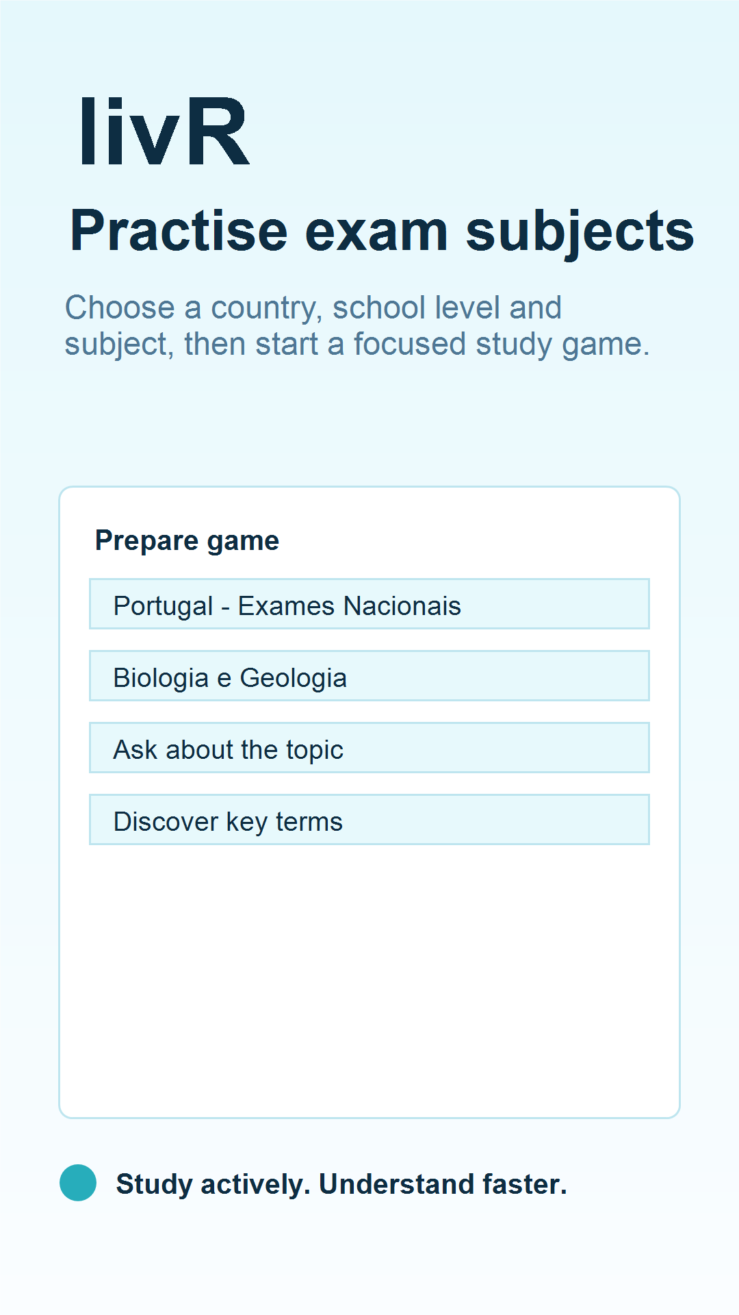 livR mobile study game